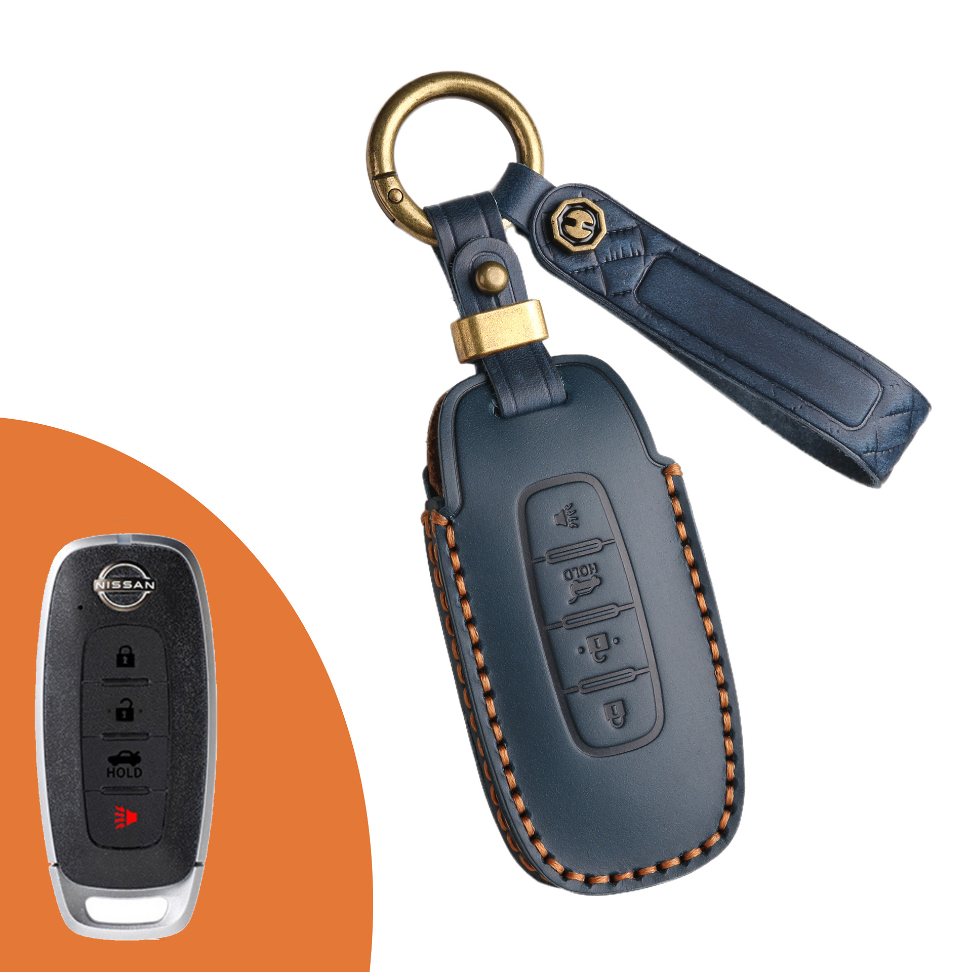 Key Fob Cover For Nissan Teana,Crazy Horse Leather