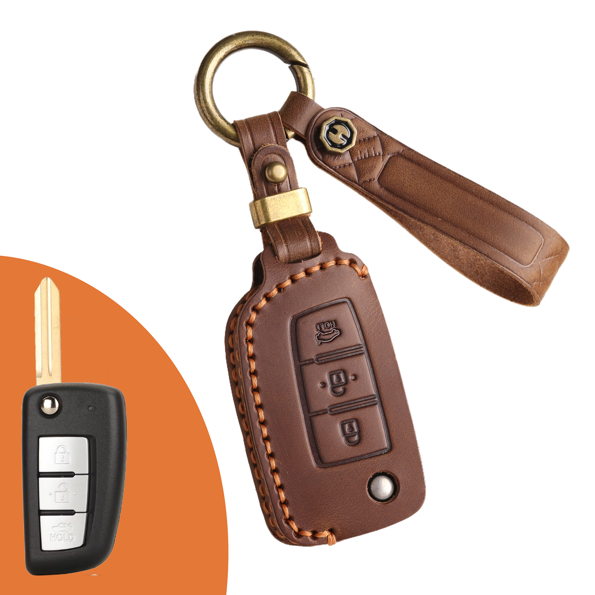 Key Fob Cover For Nissan,Crazy Horse Leather