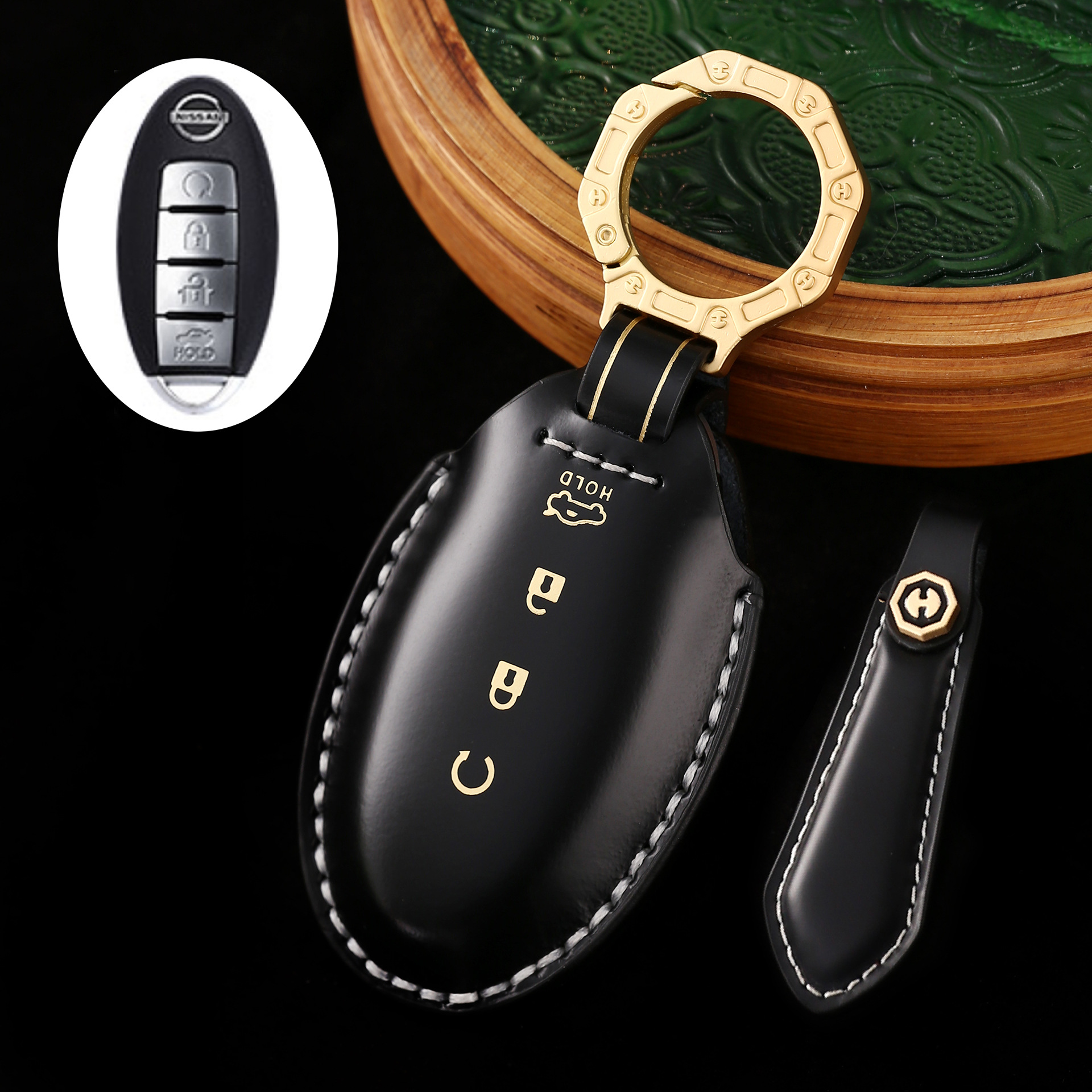 Key Fob Cover For Nissan,Cordovan Leather