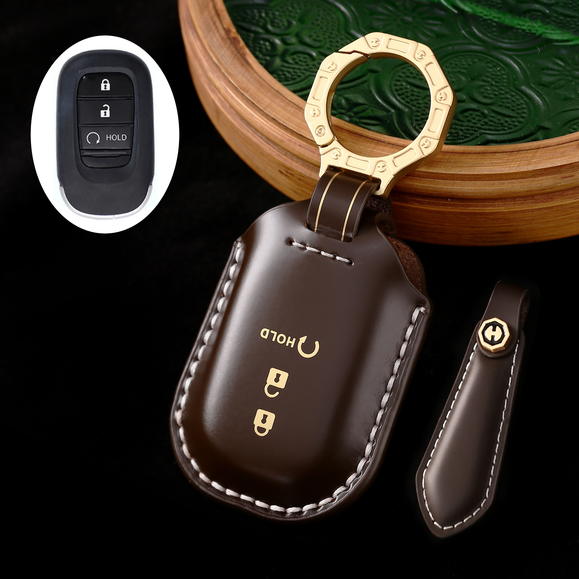 Key Fob Cover For Honda Fit,Cordovan Leather