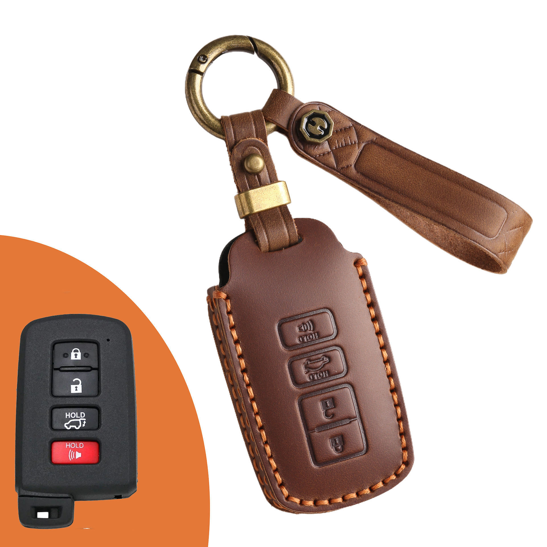 Key Fob Cover For TOYOTA Tacoma,Crazy Horse Leather