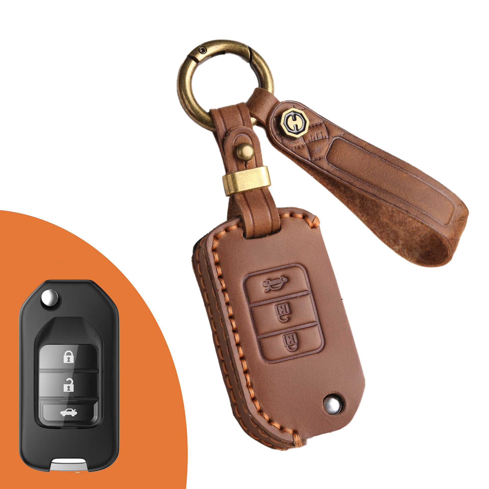 Key Fob Cover For Honda CRV,Crazy Horse Leather