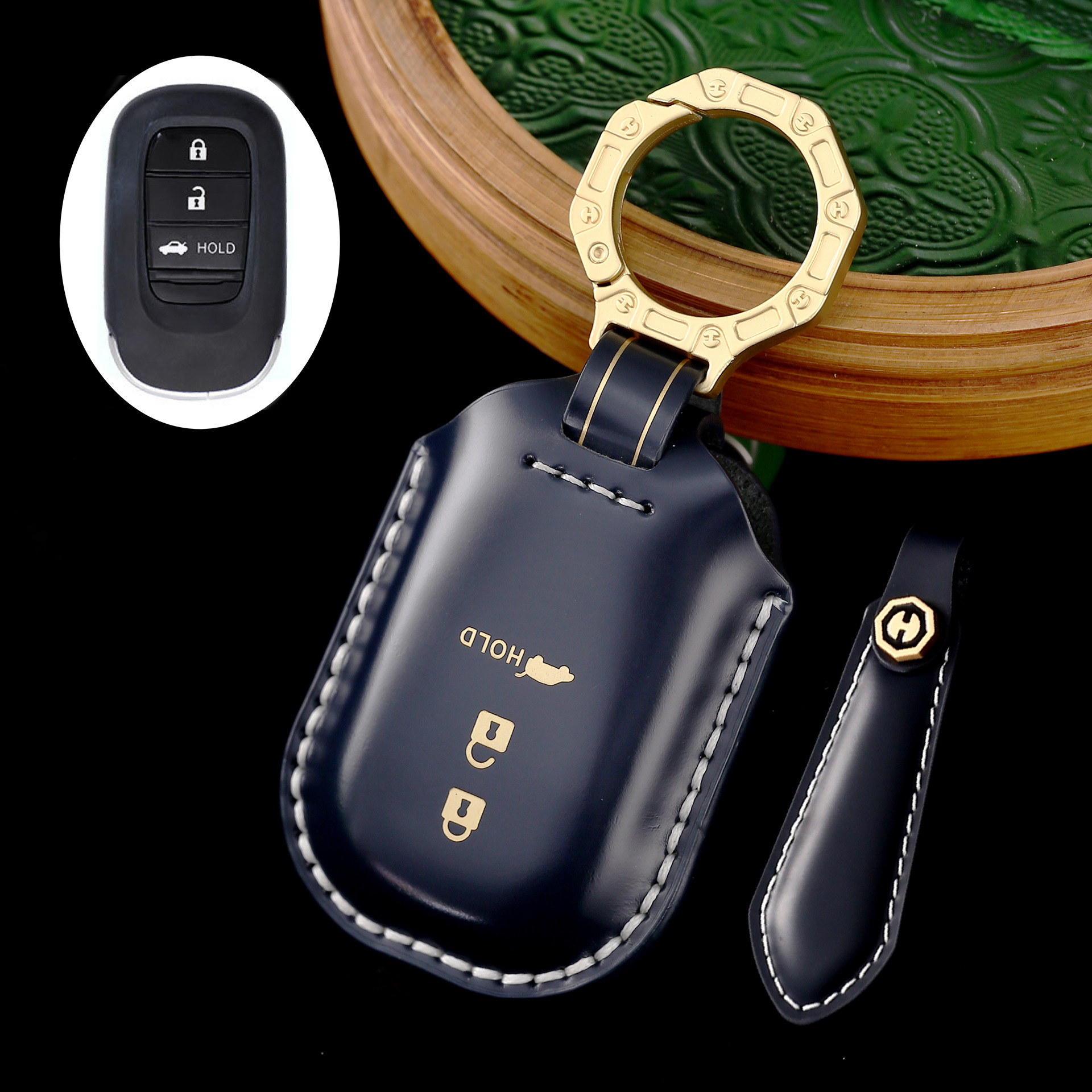 Key Fob Cover For Honda Fit,Cordovan Leather