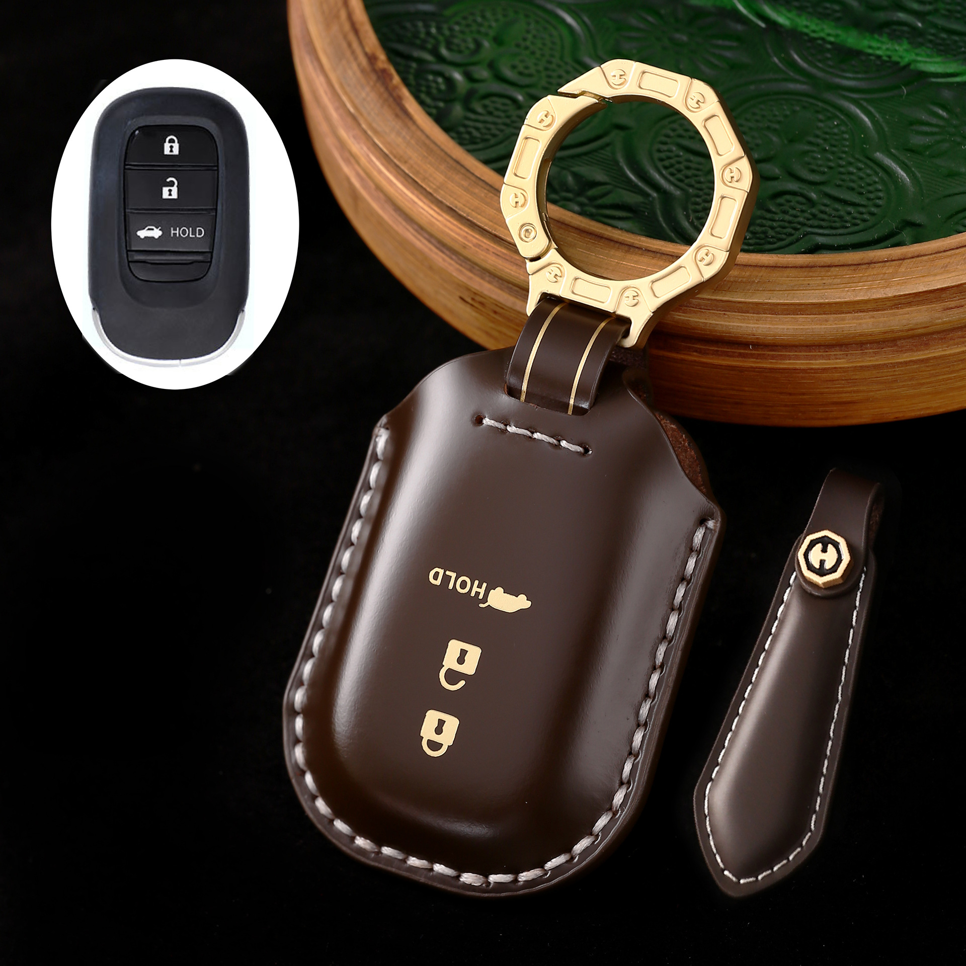 Key Fob Cover For Honda Fit,Cordovan Leather