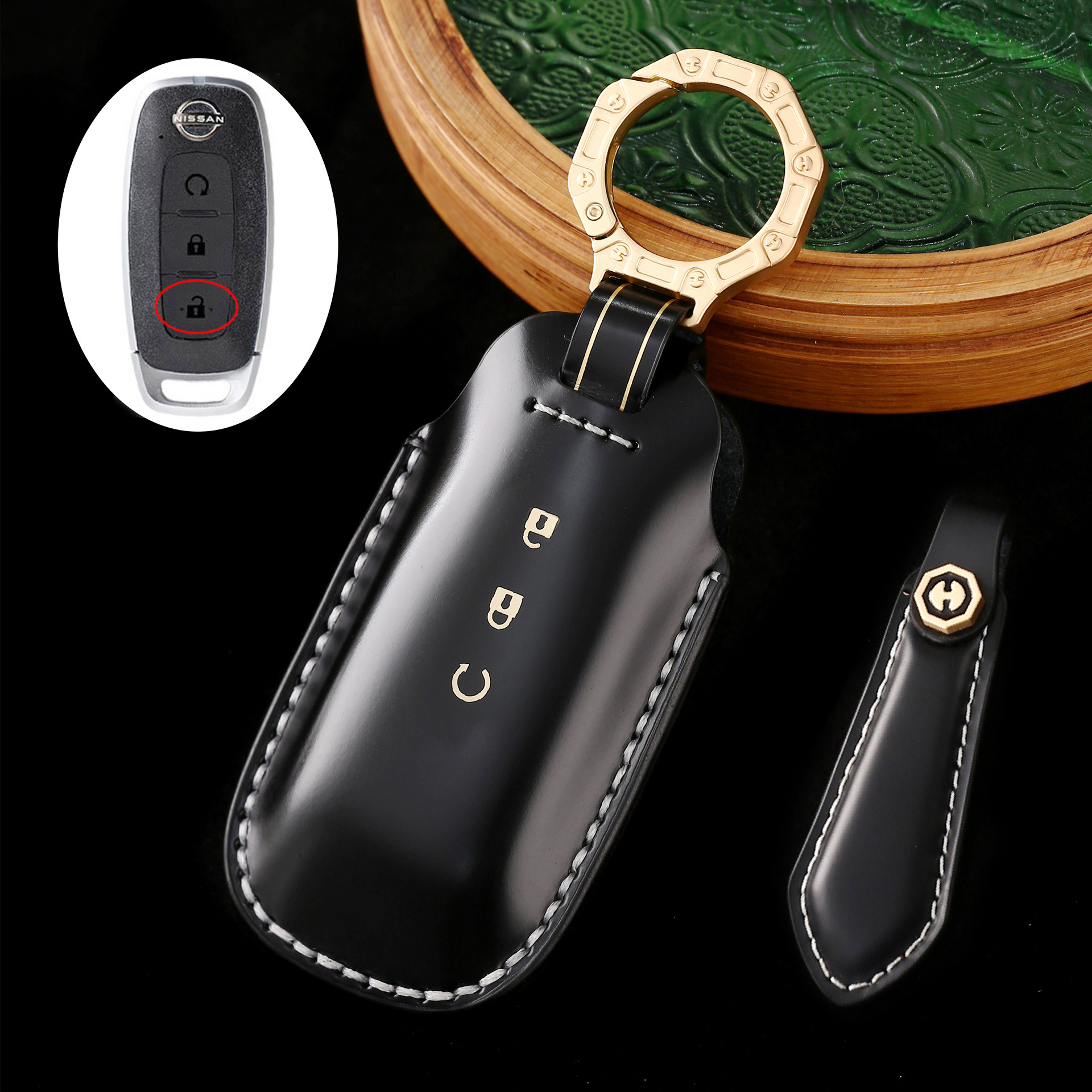 Key Fob Cover For Nissan Teana,Cordovan Leather
