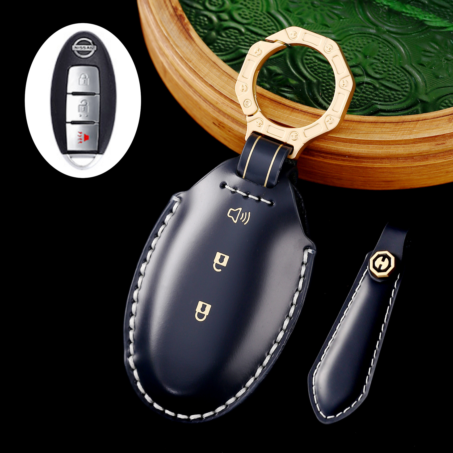 Key Fob Cover For Nissan,Cordovan Leather