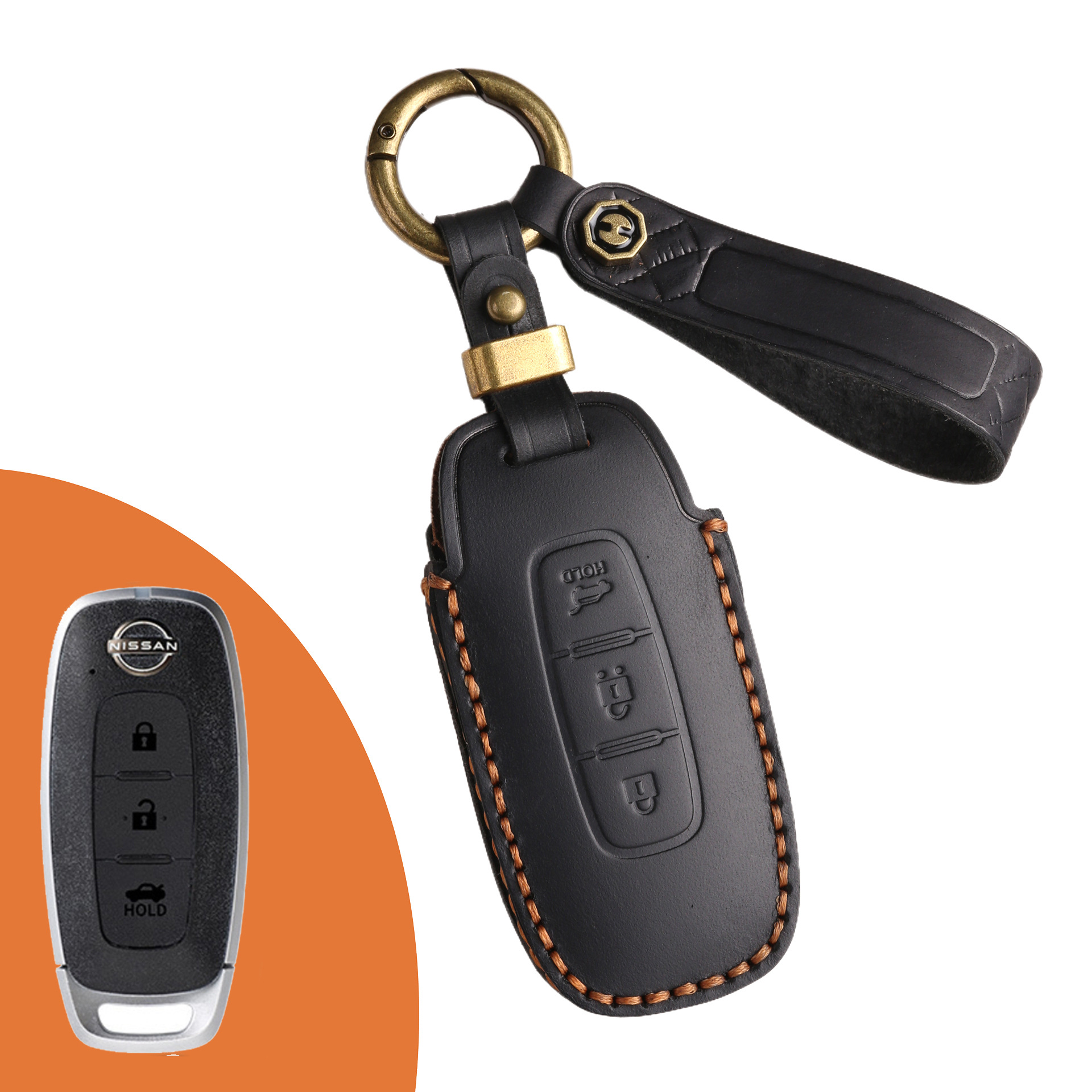 Key Fob Cover For Nissan Teana,Crazy Horse Leather