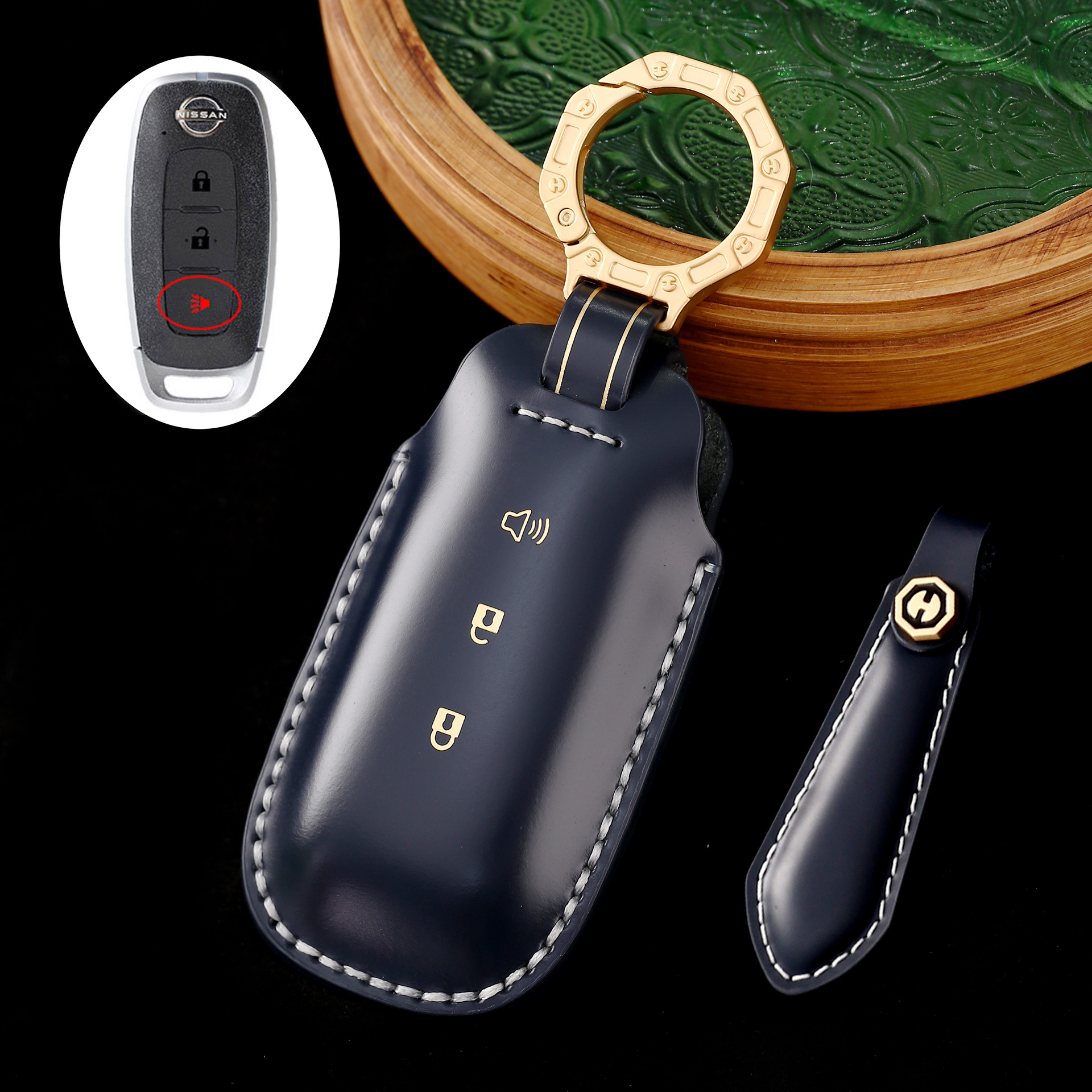 Key Fob Cover For Nissan Teana,Cordovan Leather