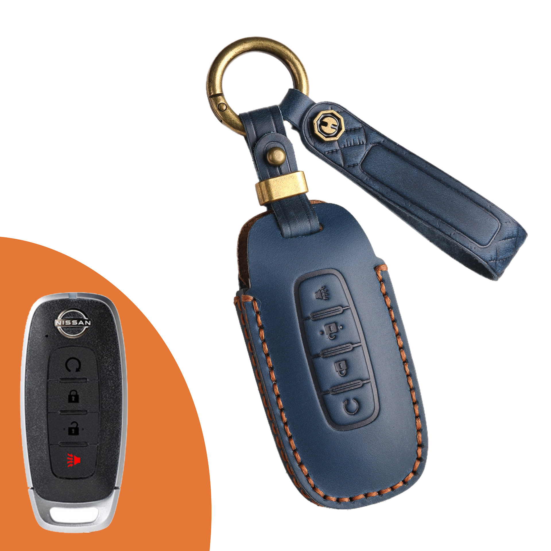 Key Fob Cover For Nissan Teana,Crazy Horse Leather