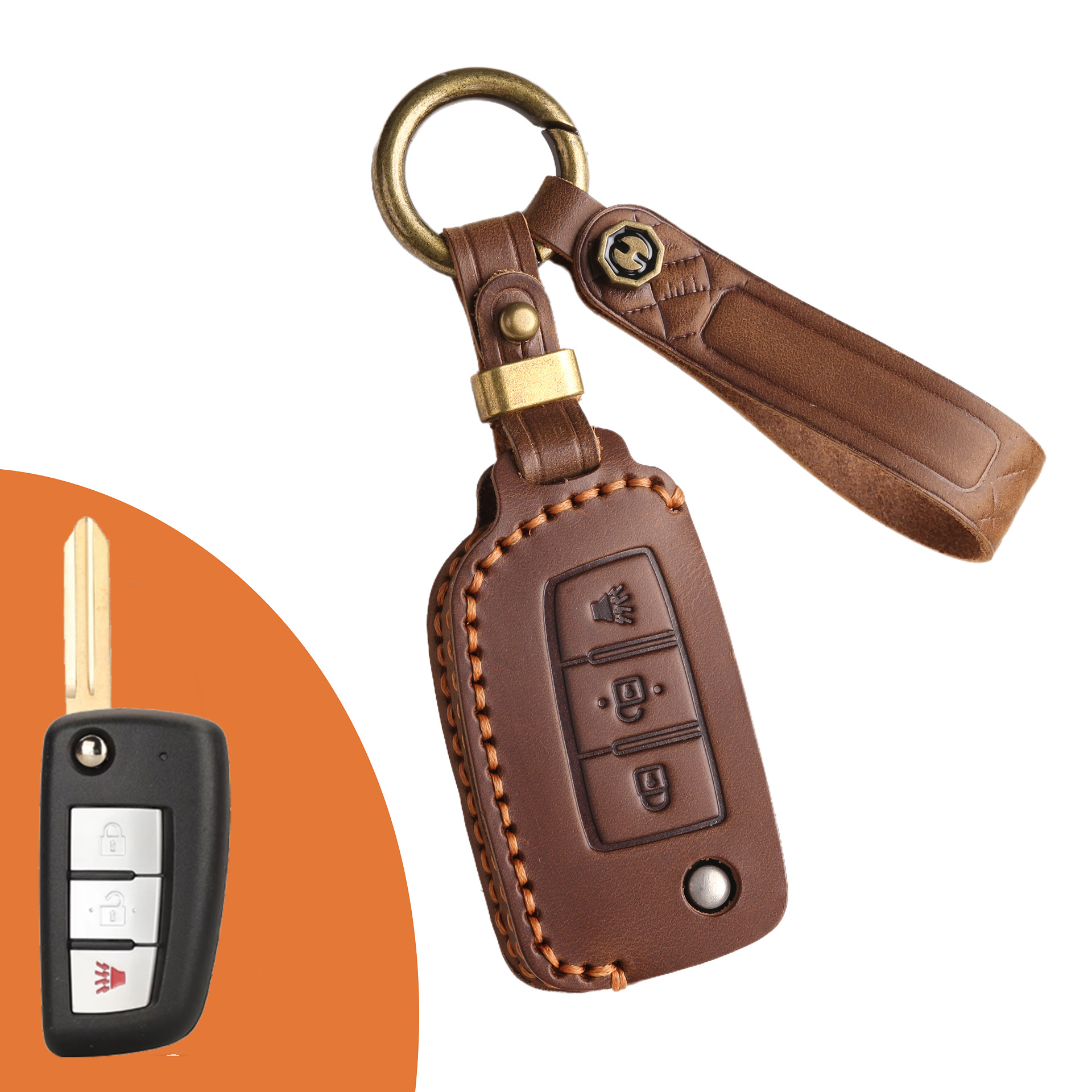 Key Fob Cover For Nissan,Crazy Horse Leather