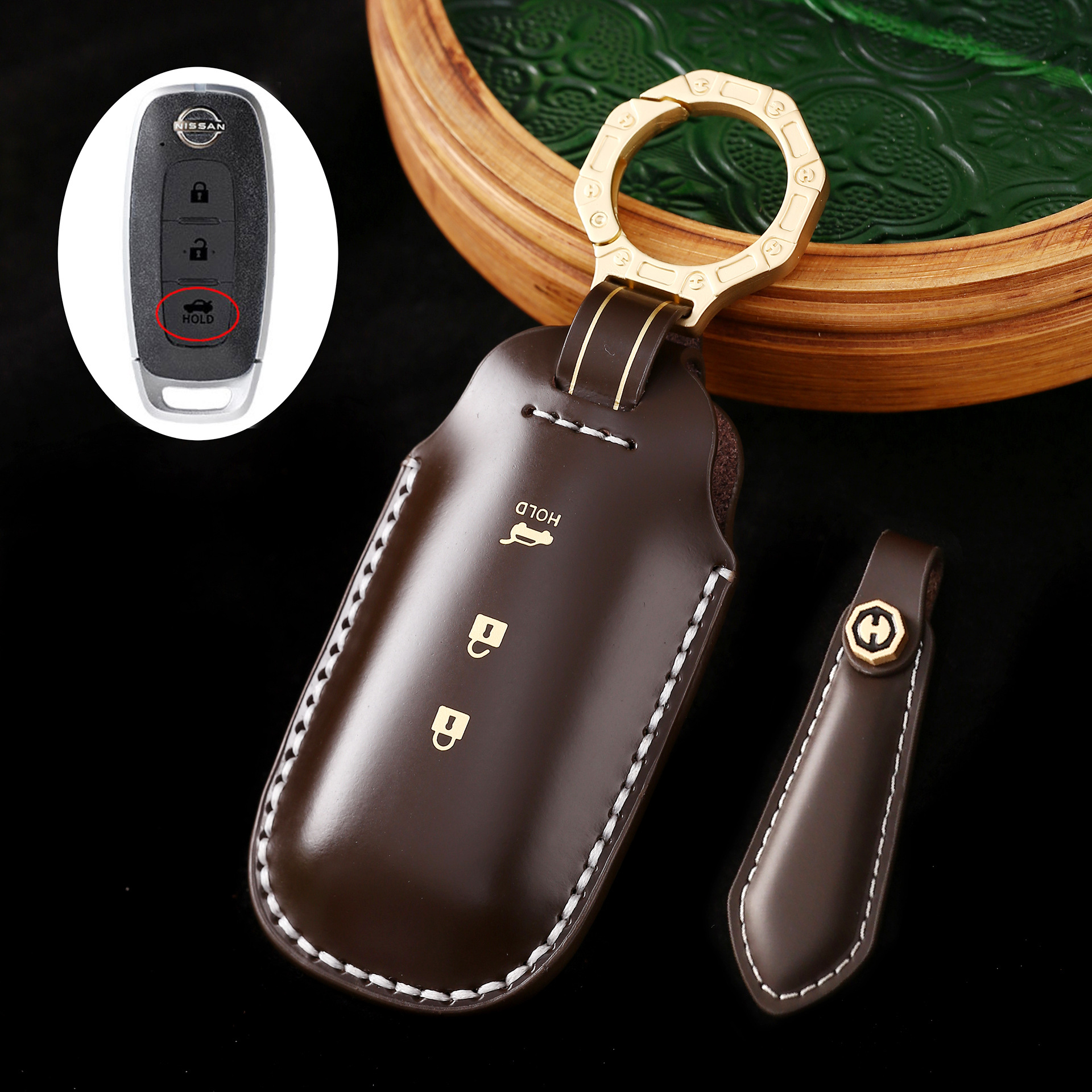 Key Fob Cover For Nissan Teana,Cordovan Leather
