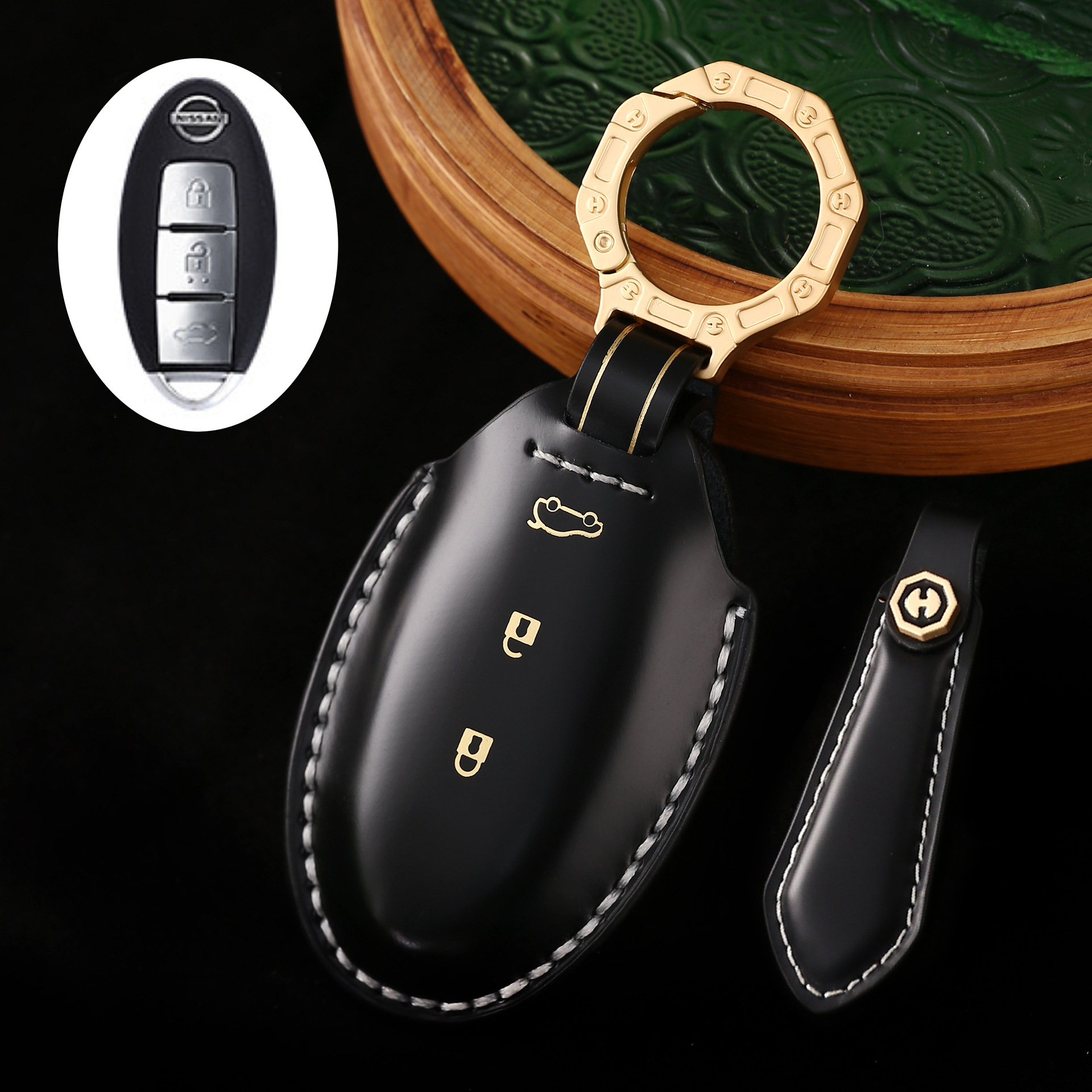 Key Fob Cover For Nissan,Cordovan Leather
