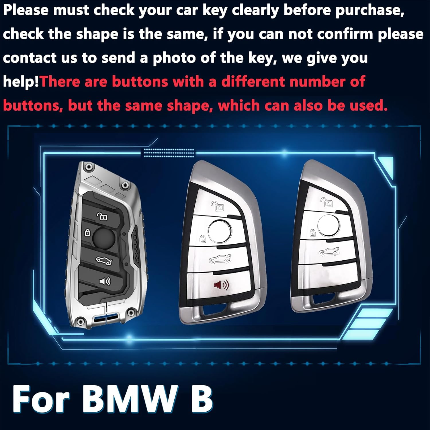 Key Fob Cover For BMW 3,Metal-Mecha
