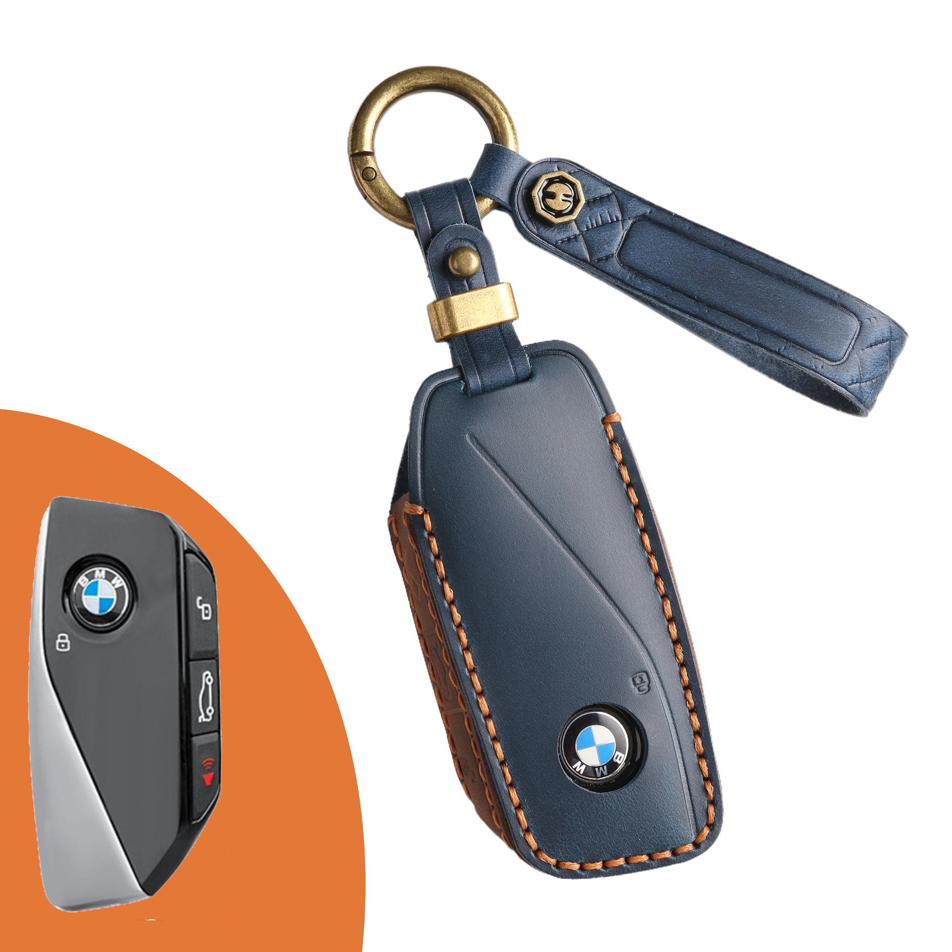 Key Fob Cover For BMW 7,Crazy Horse Leather