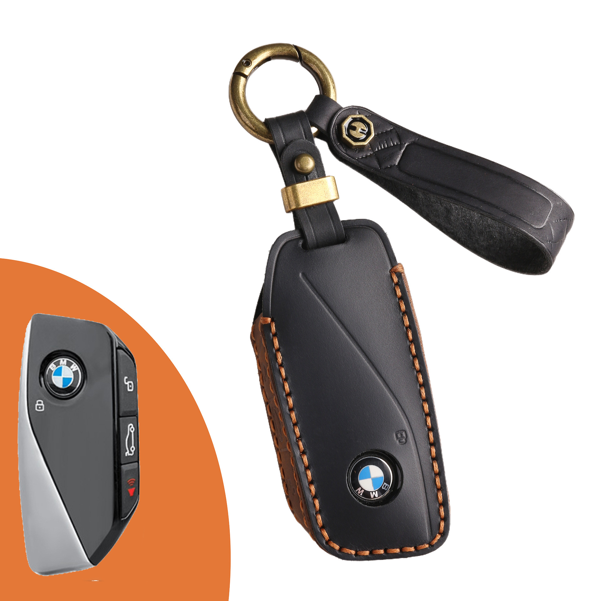 Key Fob Cover For BMW 7,Crazy Horse Leather